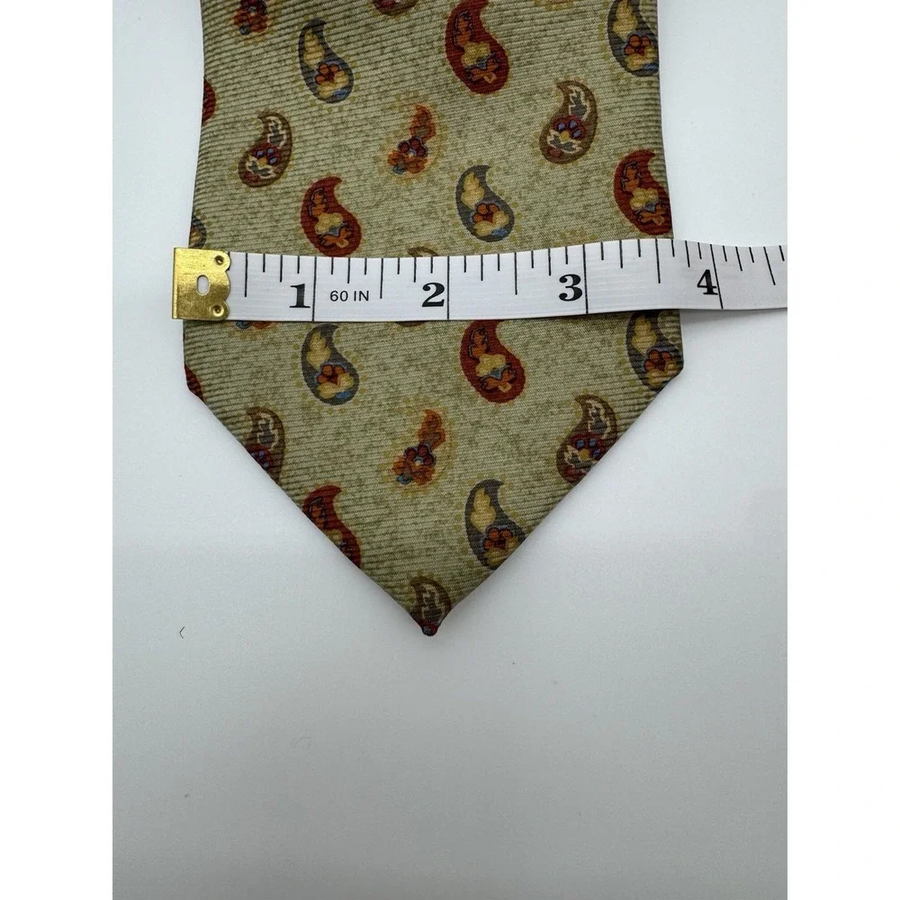 Ermenegildo Zegna‎ Silk Tie Beige Paisley Floral Necktie Made in Italy Luxury